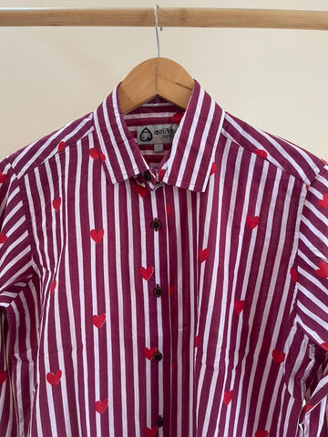 Women Conversational Striped Cotton Causal Shirt