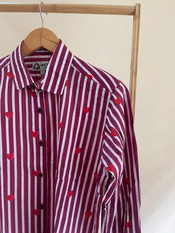 Women Conversational Striped Cotton Causal Shirt