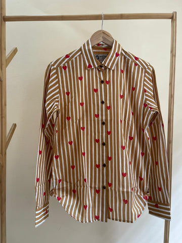 Women Conversational Striped Cotton Causal Shirt