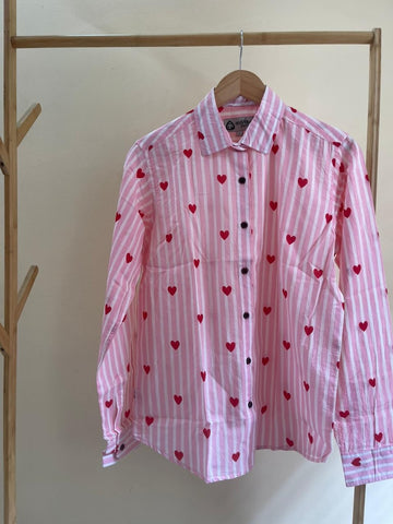 Women Conversational Striped Cotton Causal Shirt