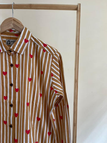 Women Conversational Striped Cotton Causal Shirt