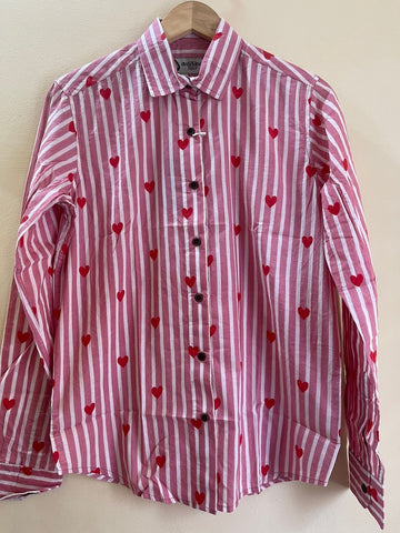 Women Conversational Striped Cotton Causal Shirt ( Dark Pink )