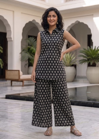 Block Printed Pure Cotton Women Co-ord Set