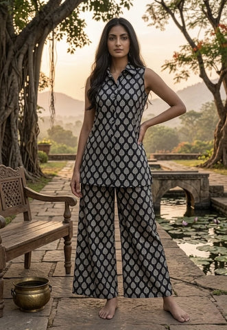 Block Printed Pure Cotton Women Co-ord Set