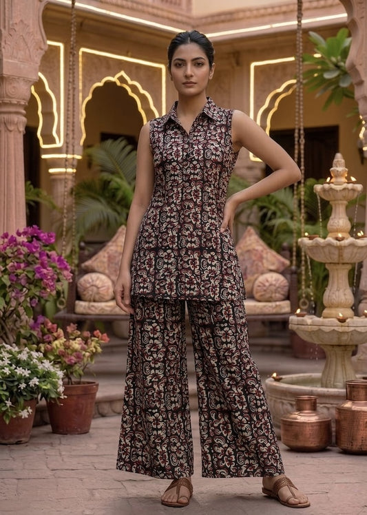 Block Printed Pure Cotton Women Co-ord Set