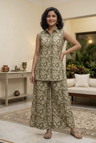 Block Printed Pure Cotton Women Co-ord Set