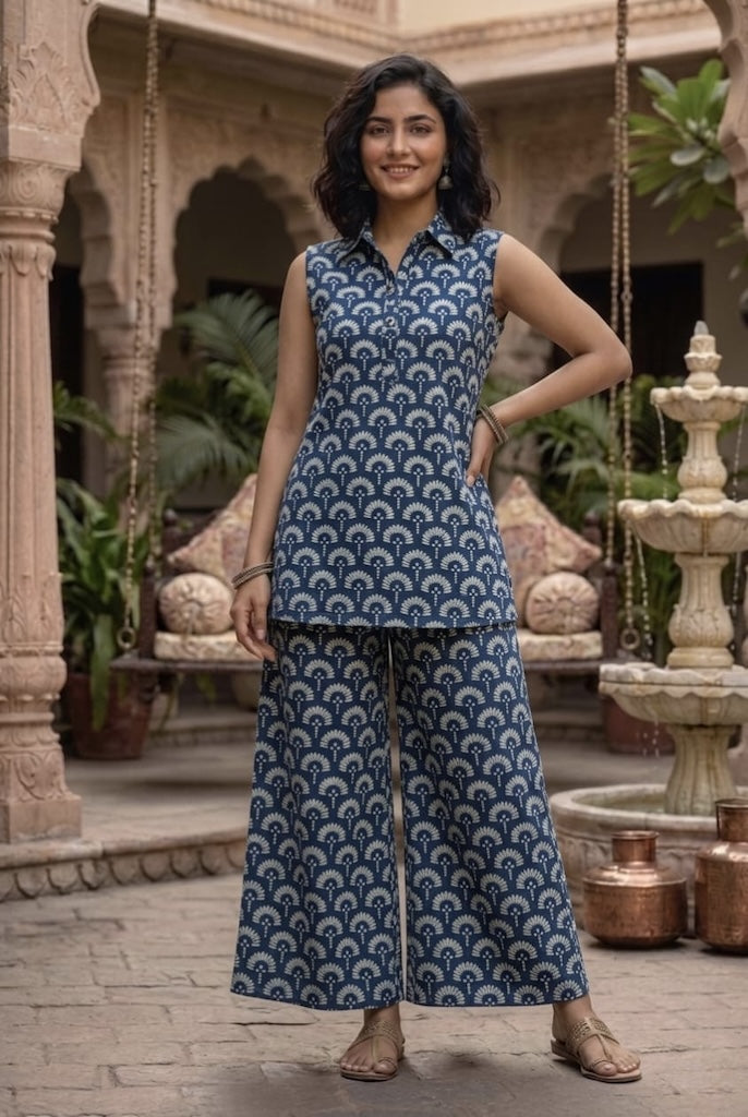 Block Printed Pure Cotton Women Co-ord Set