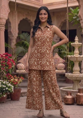 Block Printed Pure Cotton Women Co-ord Set