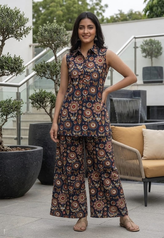Block Printed Pure Cotton Women Co-ord Set