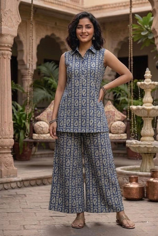 Block Printed Pure Cotton Women Co-ord Set