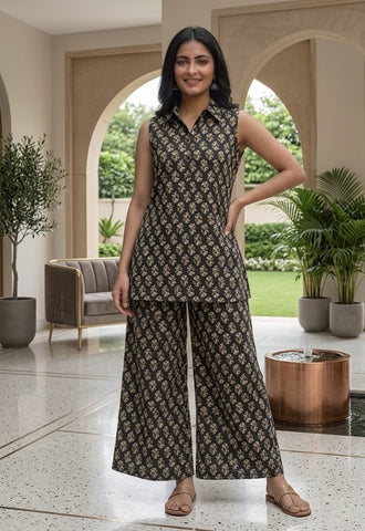 Block Printed Pure Cotton Women Co-ord Set