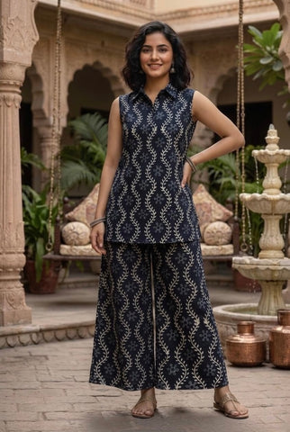 Block Printed Pure Cotton Women Co-ord Set