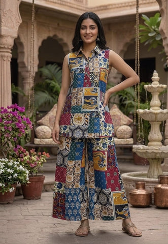 Block Printed Pure Cotton Women Co-ord Set