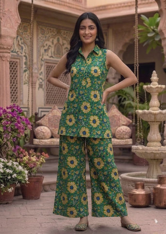 Block Printed Pure Cotton Women Co-ord Set