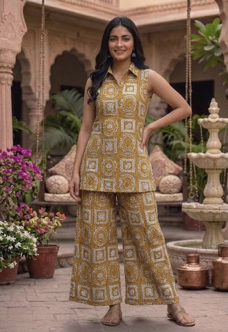 Block Printed Pure Cotton Women Co-ord Set