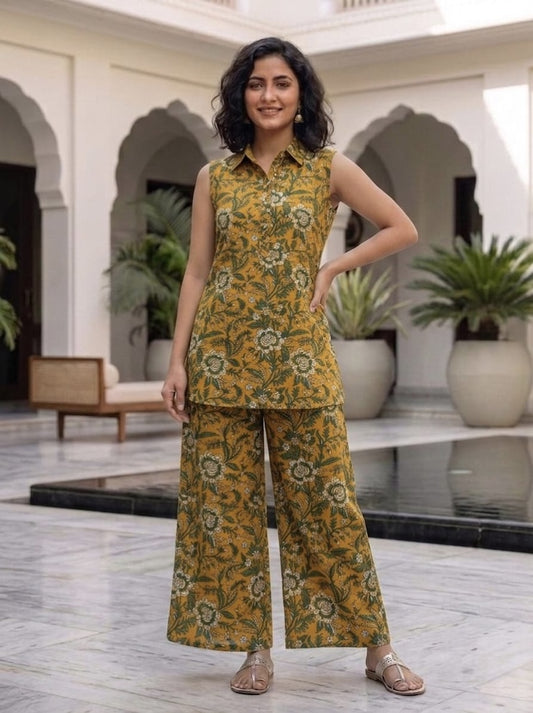 Block Printed Pure Cotton Women Co-ord Set
