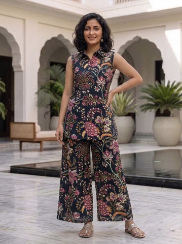 Block Printed Pure Cotton Women Co-ord Set