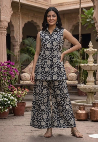 Block Printed Pure Cotton Women Co-ord Set