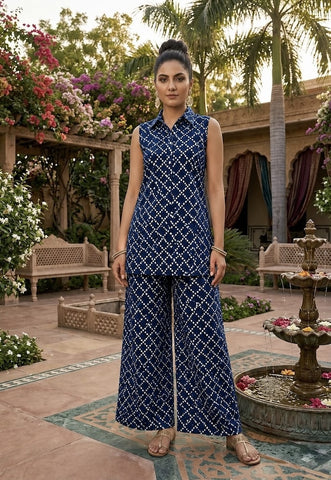 Block Printed Pure Cotton Women Co-ord Set