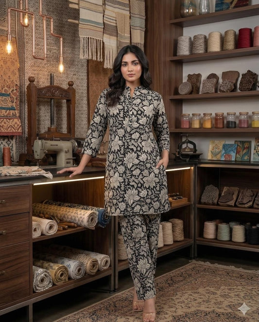 Handblock Pure Cotton Women Coord Set