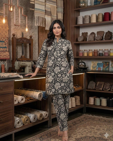 Handblock Pure Cotton Women Coord Set