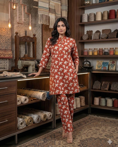 Handblock Pure Cotton Women Coord Set
