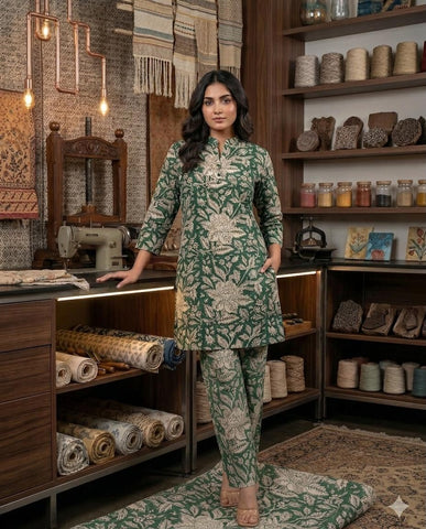 Handblock Pure Cotton Women Coord Set