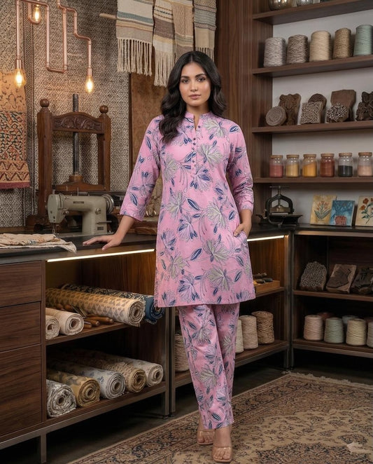 Handblock Pure Cotton Women Coord Set
