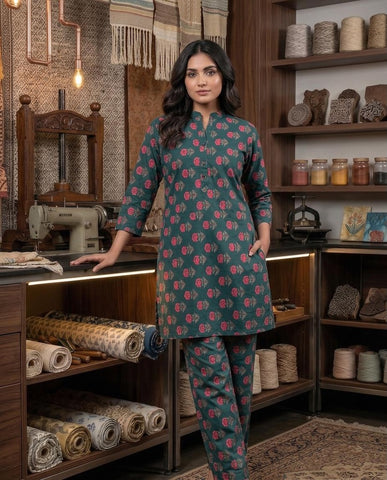 Handblock Pure Cotton Women Coord Set