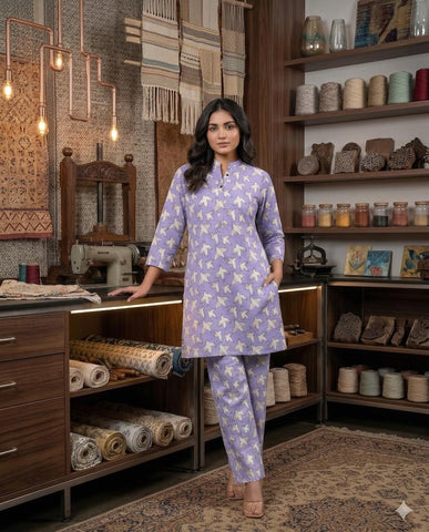 Handblock Pure Cotton Women Coord Set