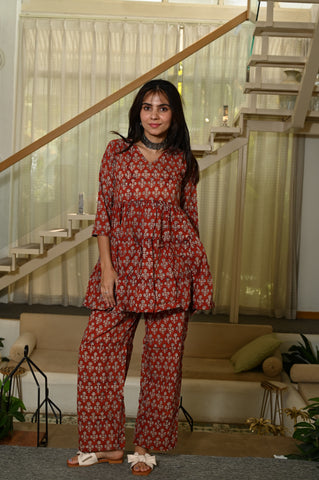 Handblock Pure Cotton Women Coord Set