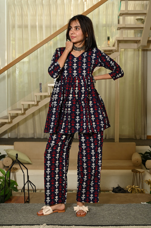 Handblock Pure Cotton Women Coord Set