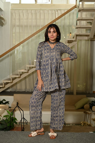 Handblock Pure Cotton Women Coord Set