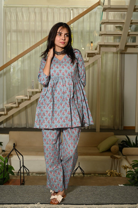 Handblock Pure Cotton Women Coord Set