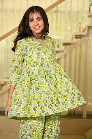 Handblock Pure Cotton Women Coord Set