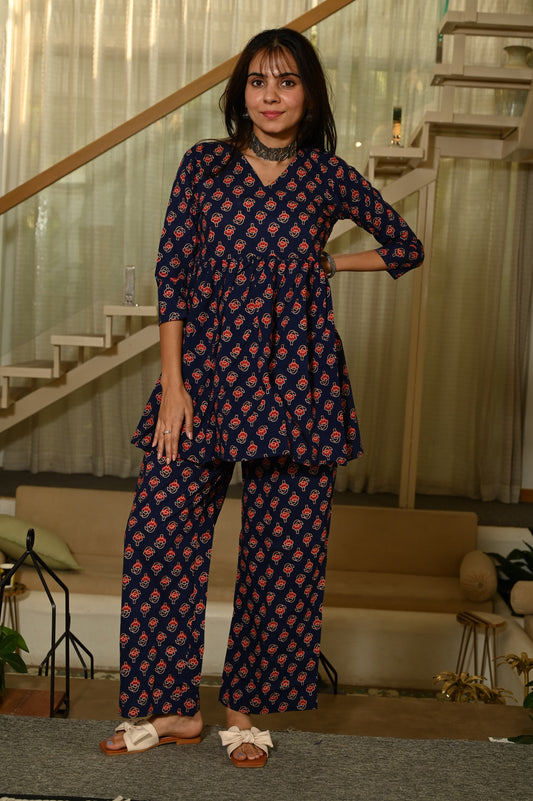 Handblock Pure Cotton Women Coord Set