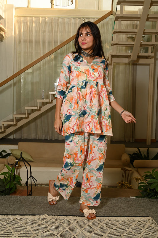 Handblock Pure Cotton Women Coord Set