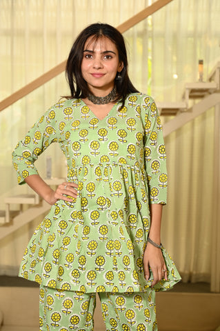 Handblock Pure Cotton Women Coord Set