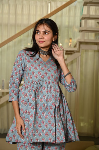 Handblock Pure Cotton Women Coord Set