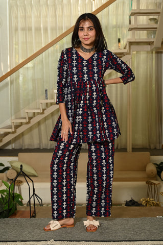 Handblock Pure Cotton Women Coord Set
