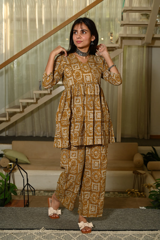 Handblock Pure Cotton Women Coord Set