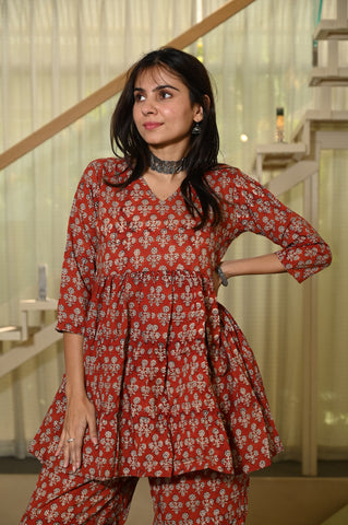 Handblock Pure Cotton Women Coord Set