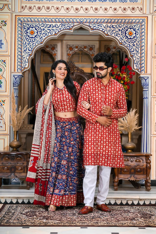 Couple Matching Kurta and Lehenga