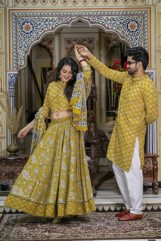 Couple Matching Kurta and Lehenga