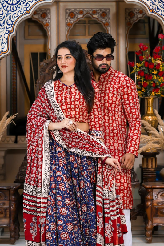 Couple Matching Kurta and Lehenga