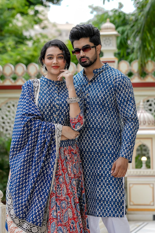 Couple Matching Kurta and Lehenga