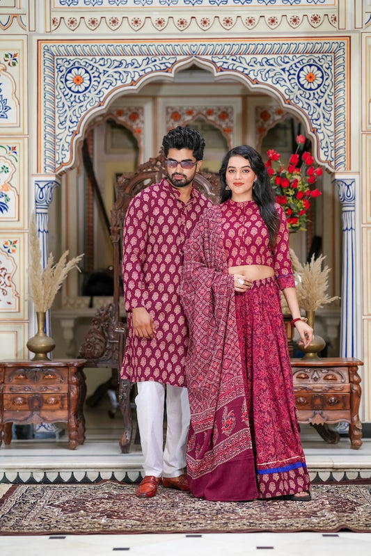Couple Matching Kurta and Lehenga