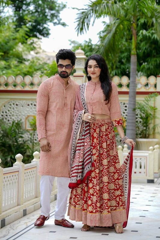 Couple Matching Kurta and Lehenga