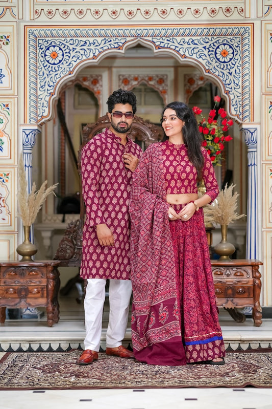 Couple Matching Kurta and Lehenga