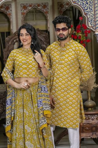 Couple Matching Kurta and Lehenga